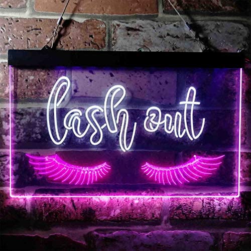 Eyelashes Lash Out Dual LED Neon Light Sign